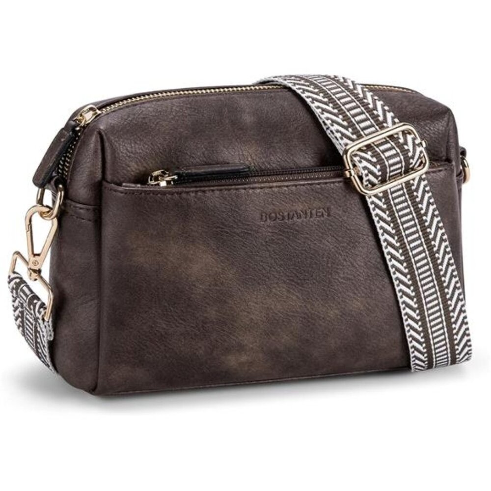 Small Crossbody Purse for Women Triple Zip Cell Phone Leather Handbag